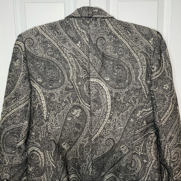 Vintage Paisley Wool Blend Grey Blazer Medium - Picture 5 of 5